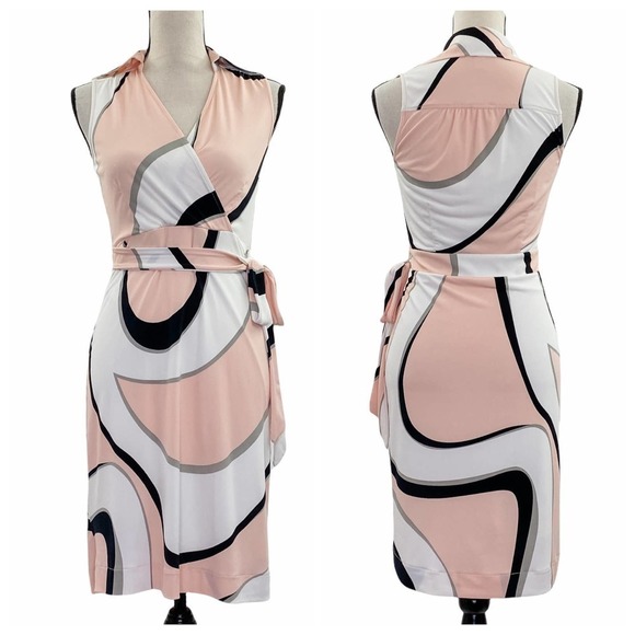 NEW York & Company Pink Abstract Wrap Dress - Picture 1 of 14